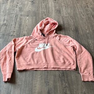 Nike pink crop hoodie large